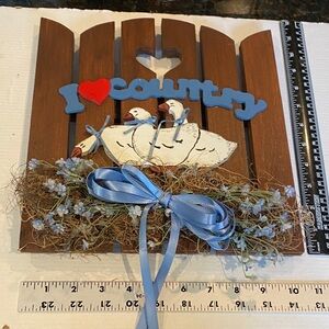 Mary Maxim Solid Wood “I ❤️ Country” w/Geese Sign